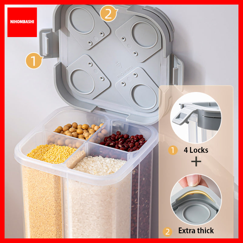 Grains Cereal Food Storage Air Tight Container with 4 Locks