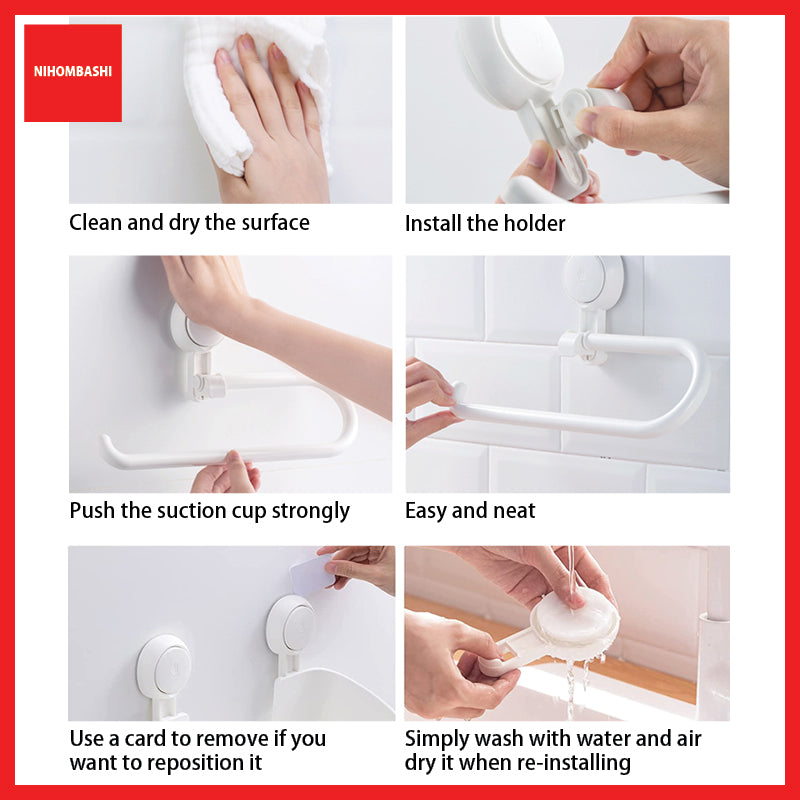 Vacuum Suction Cup Kitchen Roll Towel Holder