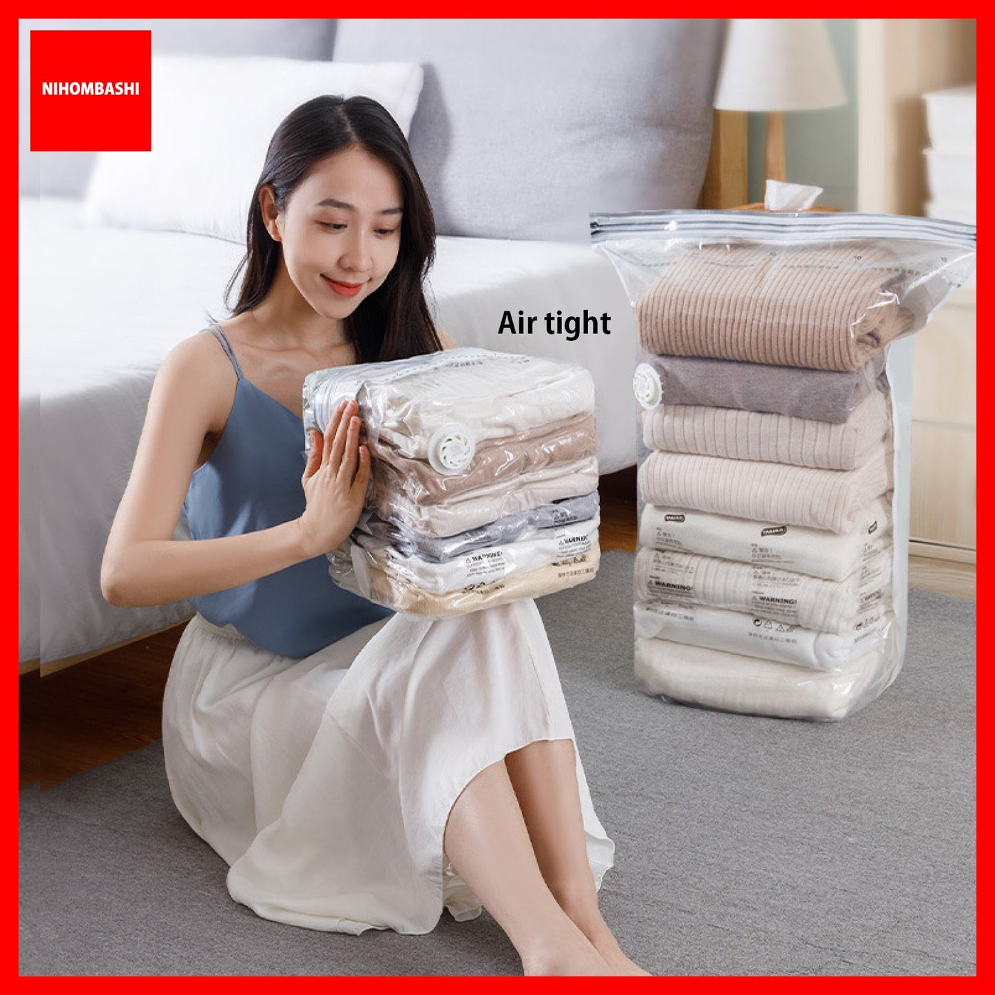 (9pcs) No PumpThree-Dimensional Vacuum Bags For Clothes