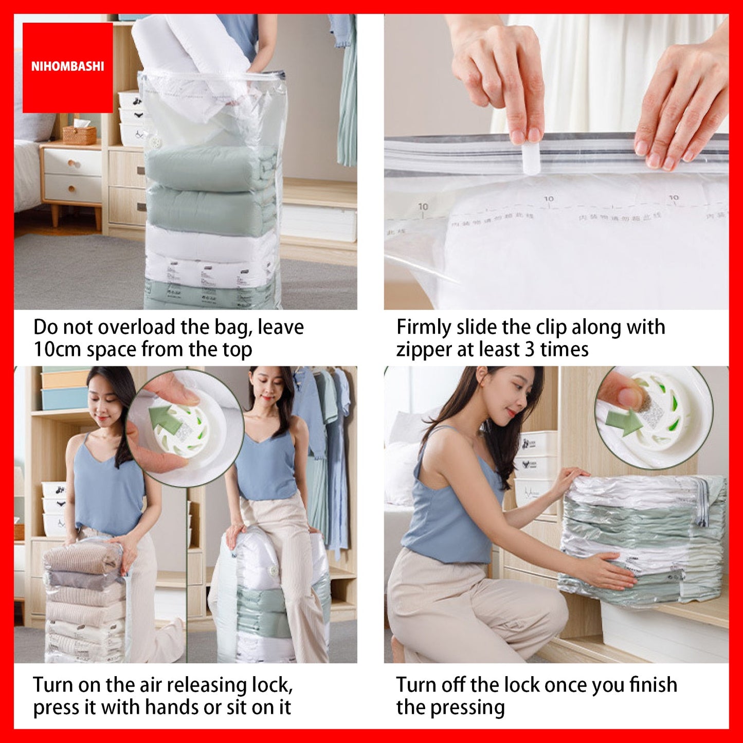 (9pcs) No PumpThree-Dimensional Vacuum Bags For Clothes