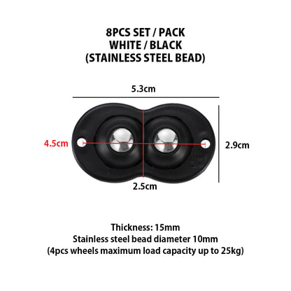 (8pcs) Self-adhesive Swivel Casters Universal Wheels Stainless Steel