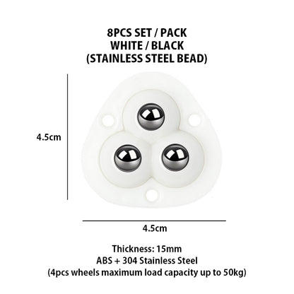 (8pcs) Self-adhesive Swivel Casters Universal Wheels Stainless Steel