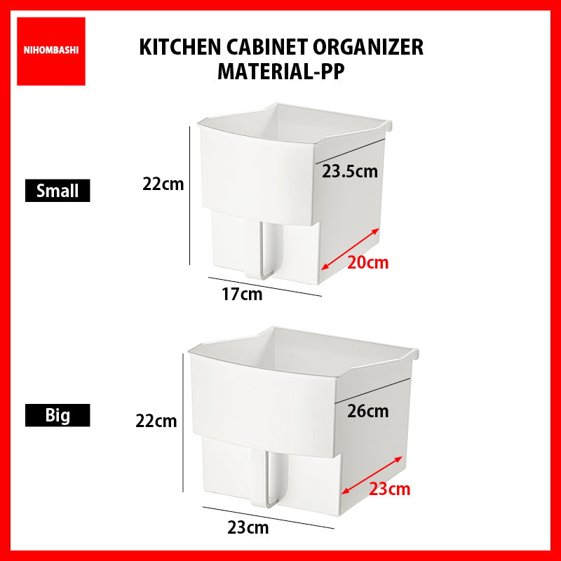 Kitchen Cabinet Storage Box Pull Out Drawer Organizer with Handle & Wheels